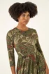 Roman Khaki Paisley Print Stretch Midi Dress - 12 Image 4