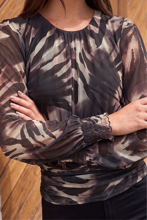 Roman Black Petite Mesh Blouson Top - 14 Image 4