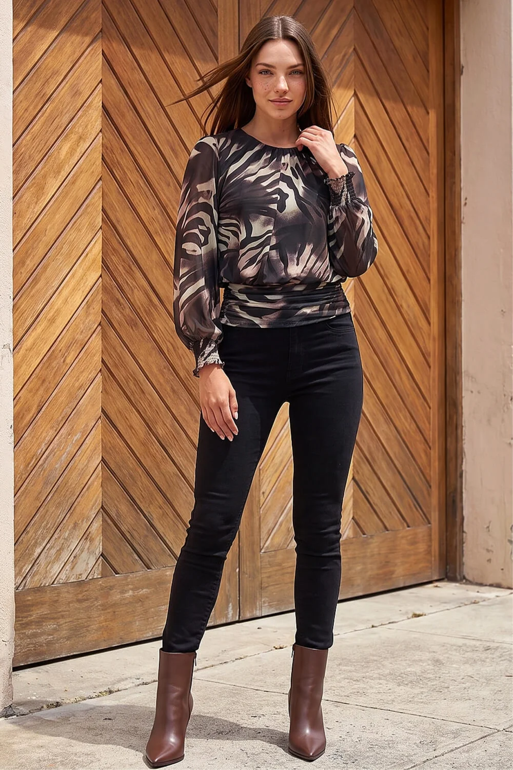 Roman Black Petite Mesh Blouson Top - 14 Image 2