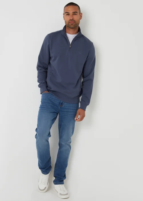 Threadbare Blue Quarter Zip Sweatshirt - S Image 3