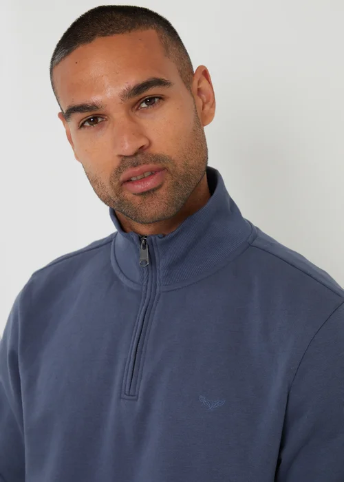 Threadbare Blue Quarter Zip Sweatshirt - S Image 4