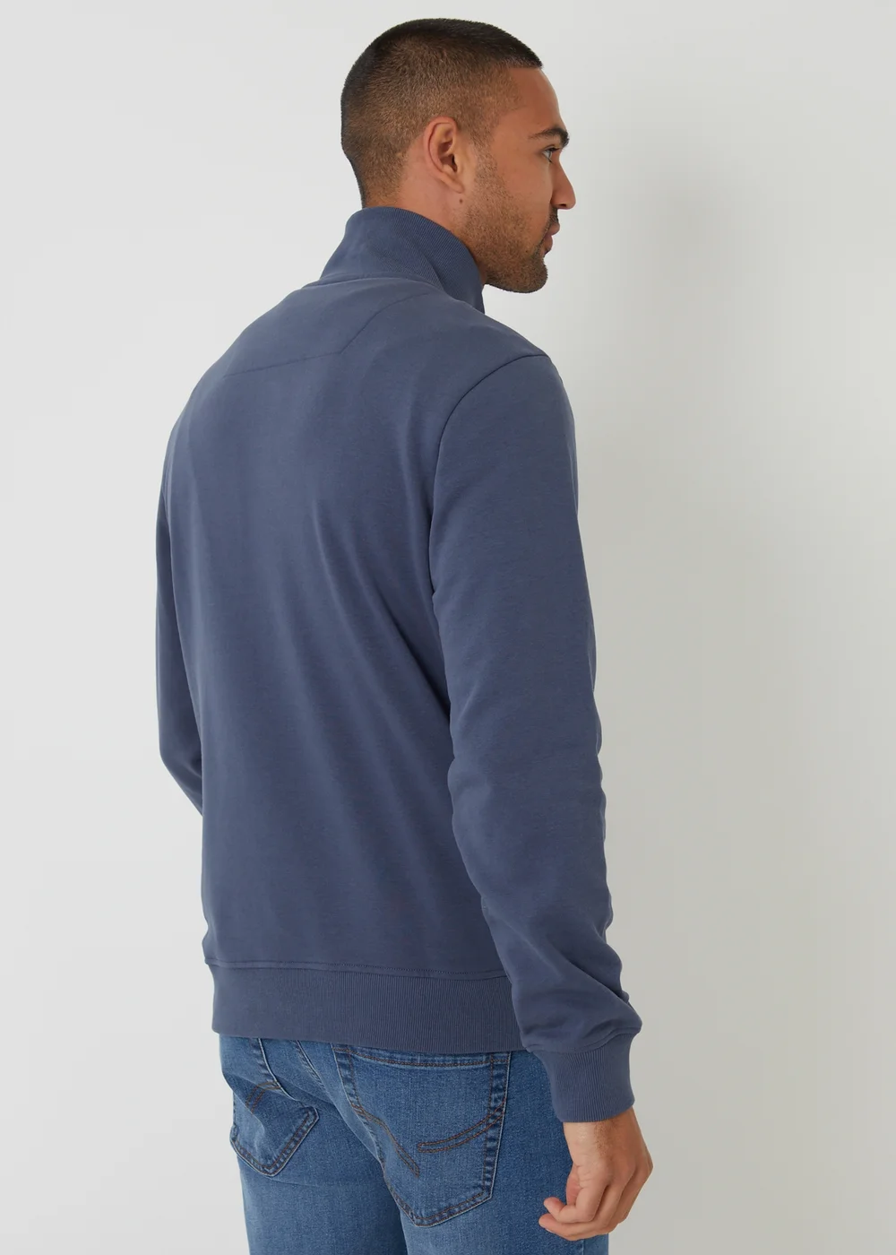 Threadbare Blue Quarter Zip Sweatshirt - S Image 2