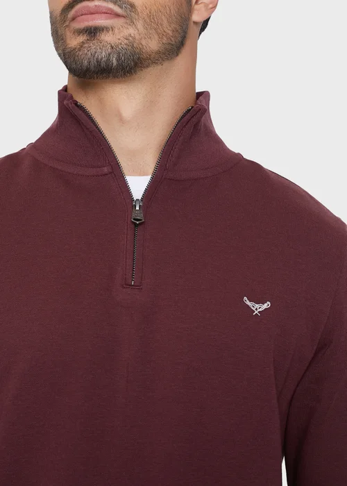 Threadbare Burgundy Quarter Zip Sweatshirt - XL Image 4