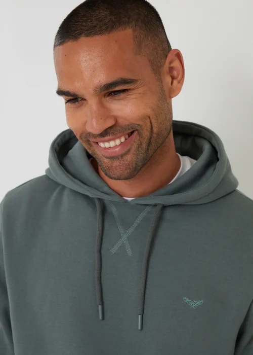 Threadbare Dark Blue Cotton Blend Pullover Hoody - S Image 4