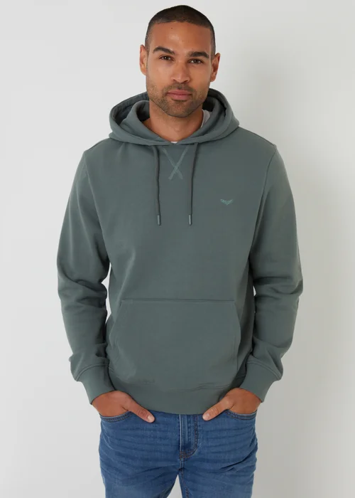 Threadbare Dark Blue Cotton Blend Pullover Hoody - S Image 1
