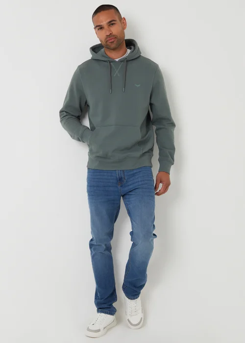 Threadbare Dark Blue Cotton Blend Pullover Hoody - S Image 3
