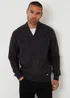 Threadbare Black Mock Tee Funnel Neck Cable Knit Jumper - Medium Image 1