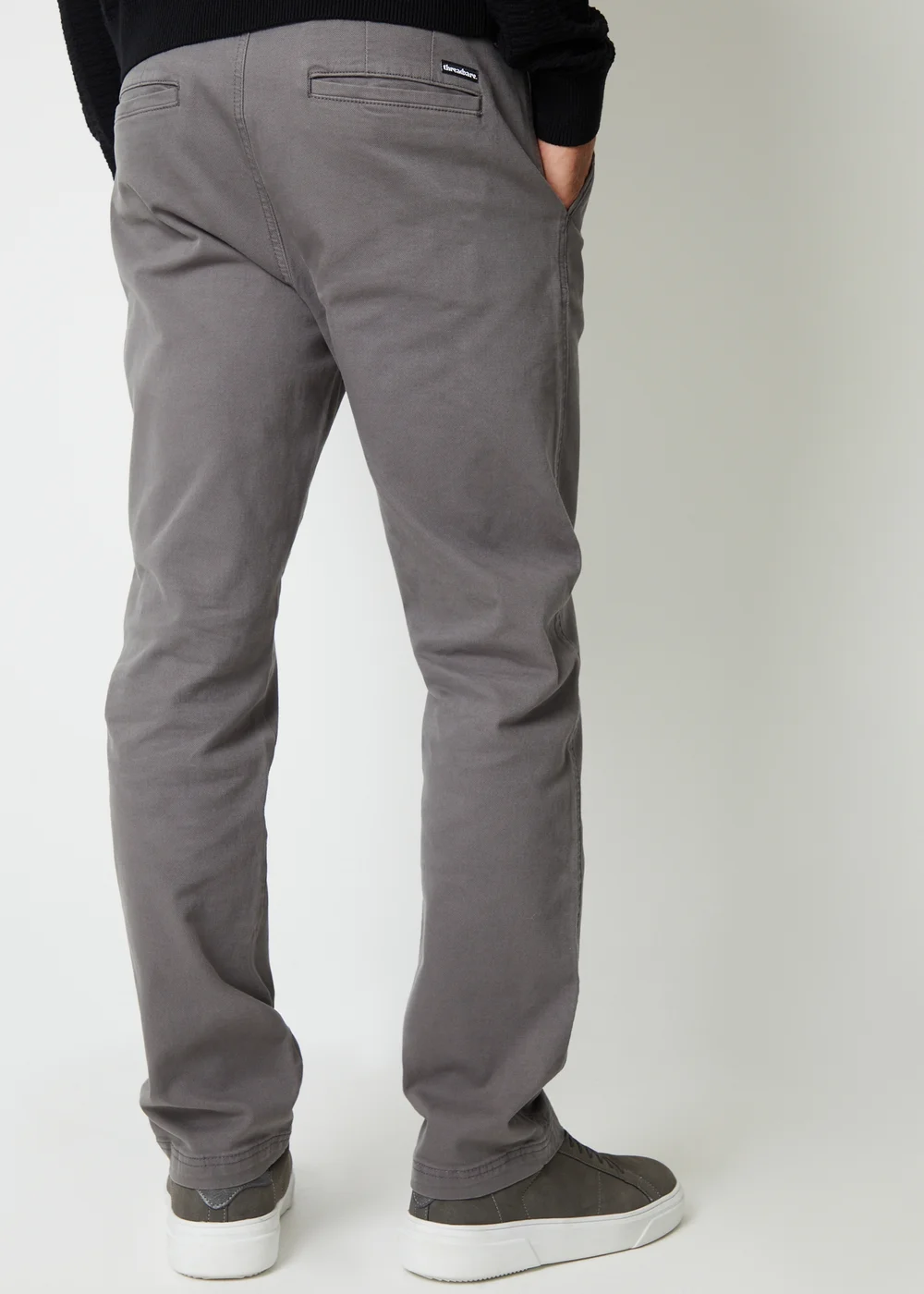 Threadbare Dark Grey Ravello Straight Leg Canvas Trousers With Stretch - 34/L32 Image 2