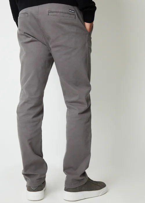 Threadbare Dark Grey Ravello Straight Leg Canvas Trousers With Stretch - 34/L32 Image 2