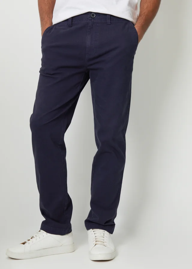 Threadbare Navy Ravello Straight Leg Canvas Trousers With Stretch