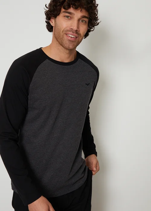 Threadbare Black Cotton Blend Contrast Sleeve Pyjama Set - Extra Large Image 4