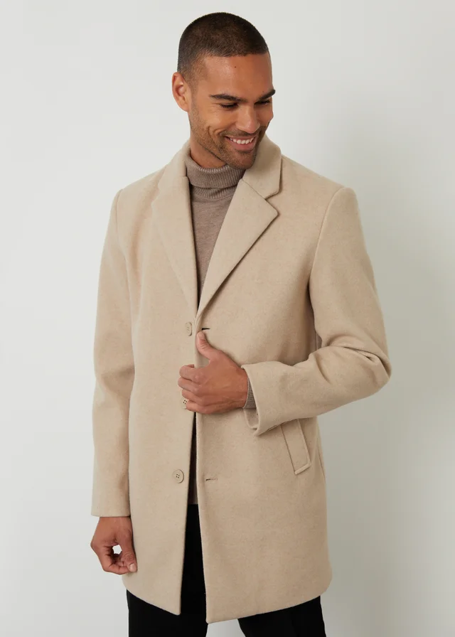 Threadbare Stone Faux Wool Overcoat