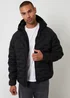 Threadbare Black Hooded Quilted Jacket - L Image 1