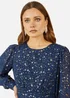 Yumi Star Print Foil Long Sleeve Dress In Navy - 10 Image 3