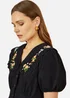 Yumi Embroidered Collar Cord Tea Dress In Black - 12 Image 3
