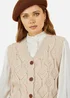 Yumi Ivory Button Up Chunky Cable Knit Waistcoat - Small Image 3