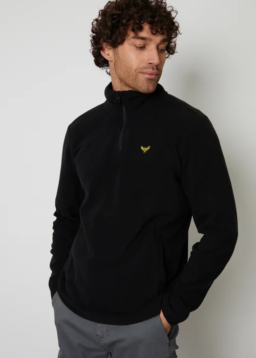 Threadbare Black Blade Quarter Zip Fleece Sweatshirt - XL Image 1