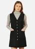 Yumi Black Cord Button Through Pinafore Dress With Pockets - 14 Image 2