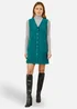 Yumi Teal Cord Button Through Pinafore Dress With Pockets - 10 Image 1