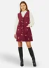 Yumi Burgundy Squirrel Embroidered Button Up Pinafore Dress - 12 Image 1