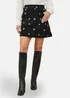 Yumi Black Flower Embroidered Cord Mini Skirt - Size 12 Image 2