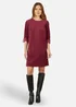 Yumi Burgundy Cord Tunic Dress With 3/4 Sleeves & Pockets - 10 Image 1
