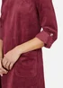 Yumi Burgundy Cord Tunic Dress With 3/4 Sleeves & Pockets - 10 Image 3