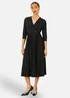 Yumi Black Jersey Knot Waist Pleated Midi Dress - 12 Image 2
