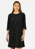 Yumi Black Cord Tunic Dress With 3/4 Sleeves & Pockets - 14 Image 2