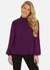Yumi Pleated Long Sleeve Top With High Neck In Plum - Size 16 Clothing Image 1
