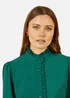 Yumi Frill High Neck Shirt In Green - Size 16 Clothing Image 3