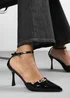 Where's That From Black Jordan Strappy Pointed Toe High Heels - Size 6 Image 5