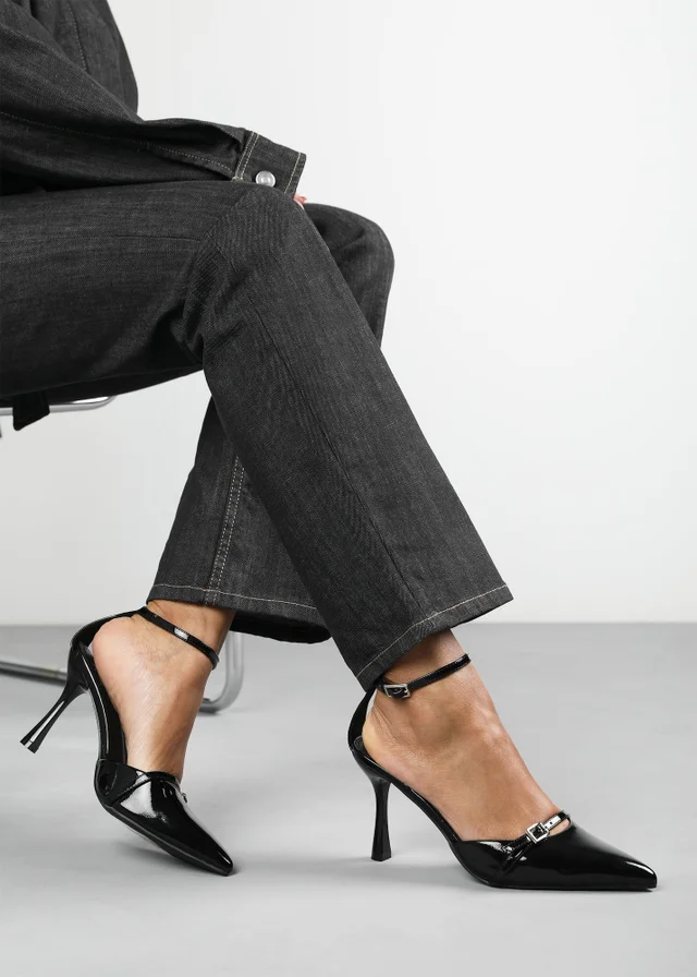 Where's That From Black Jordan Strappy Pointed Toe High Heels