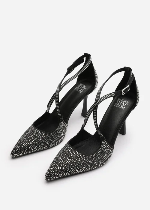 Where's That From Black Kaitlyn Strappy Pointed Toe High Heels - Size 4 Image 3