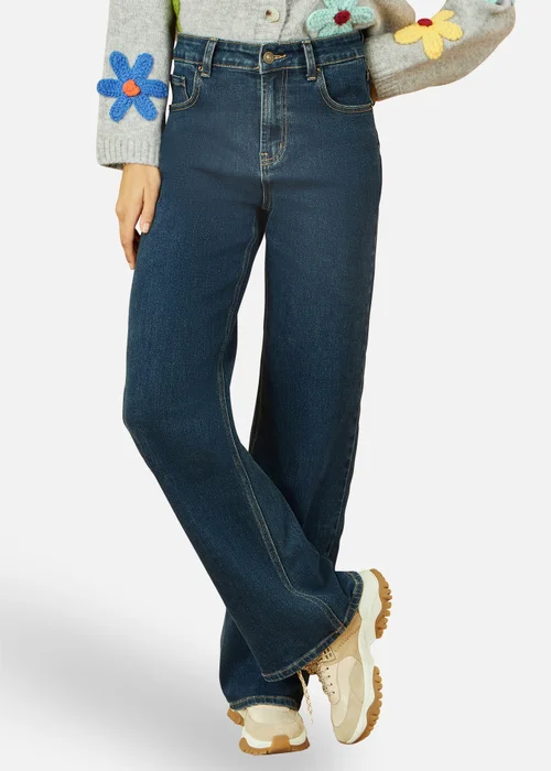 Yumi Blue Dark Wash Stretch Wide Leg Jeans - 16 Image 3