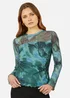 Yumi Floral Mesh Top In Green - Size 14 Clothing Image 2