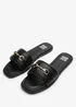 Where's That From Mackenzie Black Sliders With Geometric Metal Strap Detail - Size 6 Image 3