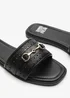 Where's That From Mackenzie Black Sliders With Geometric Metal Strap Detail - Size 6 Image 4