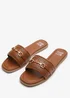 Where's That From Mackenzie Tan Sliders With Geometric Metal Strap Detail - Size 3 Image 3