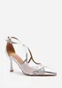 Where's That From Katherine Silver Metallic Strappy Pointed Toe Heels - Size 6 Image 5