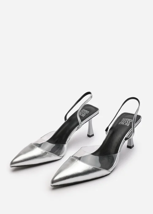 Where's That From Paige Clear Strap Slingback Heels In Silver - Size 4 Image 4
