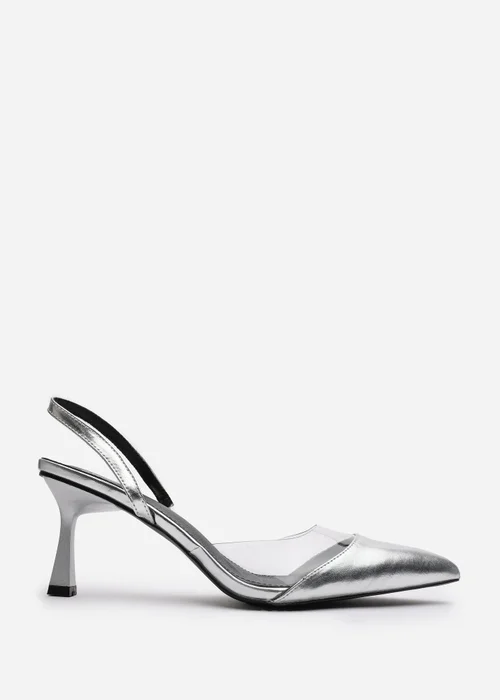 Where's That From Paige Clear Strap Slingback Heels In Silver - Size 4 Image 2