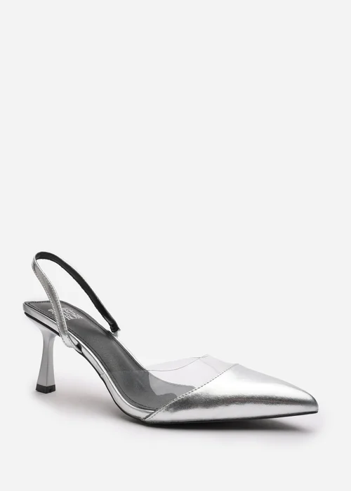 Where's That From Paige Clear Strap Slingback Heels In Silver - Size 4 Image 3
