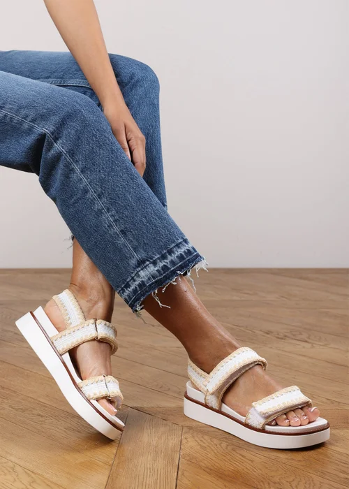 Where's That From Telma White Flatform Sandals With Velcro Straps - Size 3 Image 1