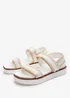 Where's That From Telma White Flatform Sandals With Velcro Straps - Size 3 Image 3