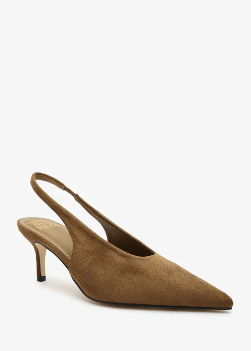 Where's That From Mira Pointed Slingback Kitten Heels In Khaki - Size 4 Image 3