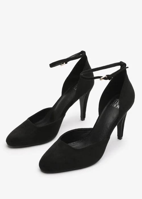 Where's That From Piper Black Suede Ankle Strap Heels - Size 8 Image 3