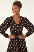 Roman Black Polka Dot Stretch Midi Dress - 18 Image 4