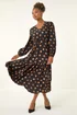 Roman Black Polka Dot Stretch Midi Dress - 18 Image 1