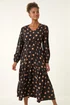 Roman Black Polka Dot Stretch Midi Dress - 18 Image 2
